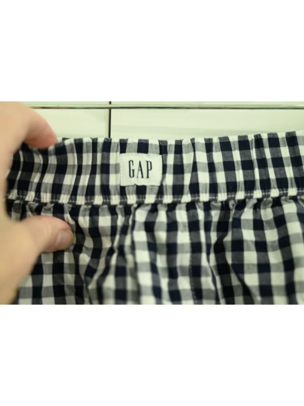 NWT Gap Body Boxer Sleep Shorts Sz L Navy Gingham Plaid Lounge Pajama Bottoms
